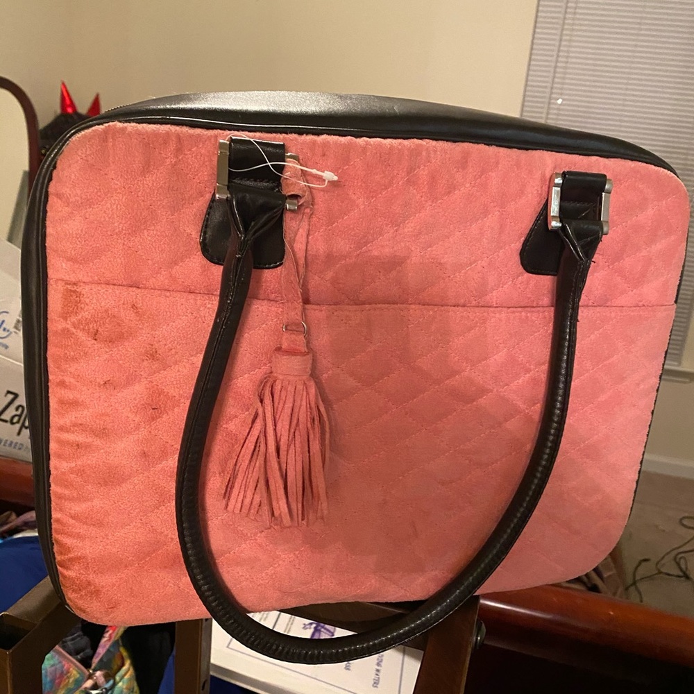 Pink and Brown Laptop / Touch Pad Bag